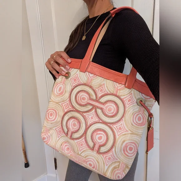 Coach Audrey Op Art Tote Bag Y2k 2000s - Picture 6 of 10